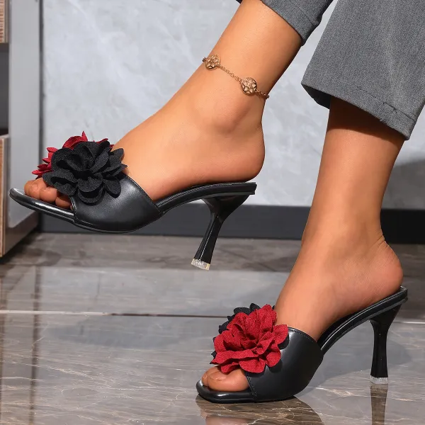 FRENCH STYLE WITH SKIRT HIGH HEEL SLIPPERS GB-3375